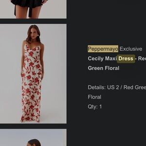 Peppermayo Red and Green Floral Maxi Dress